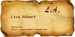 Lics Albert névjegykártya